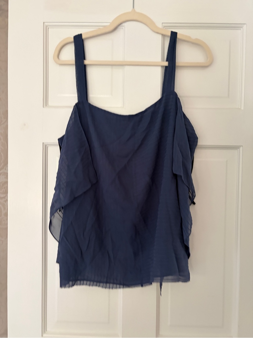 Women’s Blue Sleeveless Ruffled Tank Top 14  tory burch